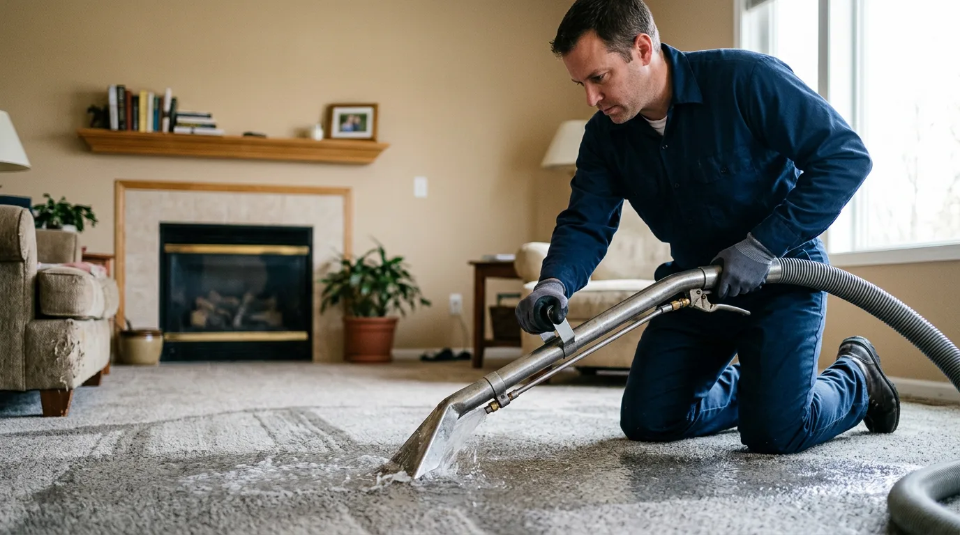 Water damage restoration technician working near Xenia, OH